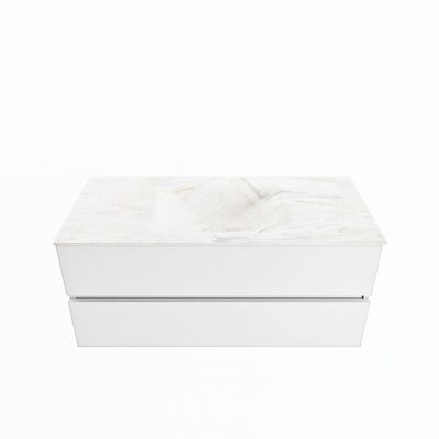 MONDIAZ VICA-DLUX 110cm badmeubel onderkast Talc 2 lades. Inbouw wastafel CLOUD midden zonder kraangat, kleur Ostra.