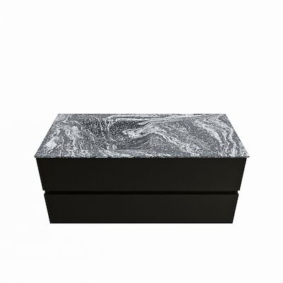 MONDIAZ VICA-DLUX 110cm badmeubel onderkast Urban 2 lades. Inbouw wastafel CLOUD links 1 kraangat, kleur Lava.