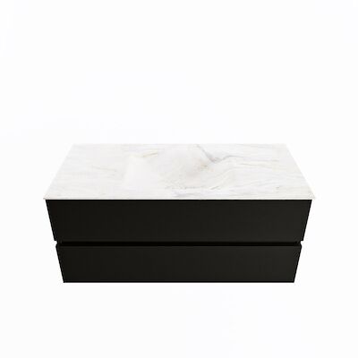 MONDIAZ VICA-DLUX 110cm badmeubel onderkast Urban 2 lades. Inbouw wastafel CLOUD midden 1 kraangat, kleur Ostra.