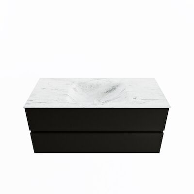 MONDIAZ VICA-DLUX 110cm badmeubel onderkast Urban 2 lades. Inbouw wastafel CLOUD midden zonder kraangat, kleur Opalo.