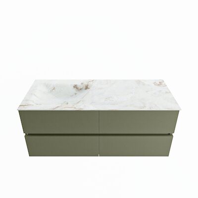 MONDIAZ VICA-DLUX 120cm badmeubel onderkast Army 4 lades. Inbouw wastafel CLOUD links zonder kraangat, kleur Frappe.