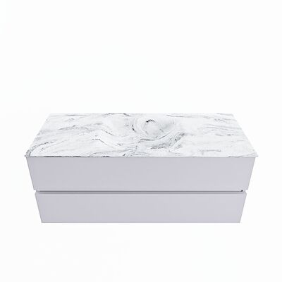 MONDIAZ VICA-DLUX 120cm badmeubel onderkast Cale 2 lades. Inbouw wastafel CLOUD midden 1 kraangat, kleur Glace.