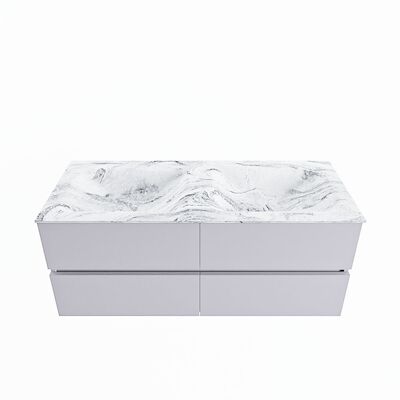 MONDIAZ VICA-DLUX 120cm badmeubel onderkast Cale 4 lades. Inbouw wastafel CLOUD dubbel 2 kraangaten, kleur Glace.