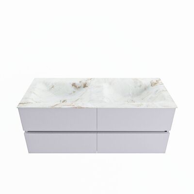 MONDIAZ VICA-DLUX 120cm badmeubel onderkast Cale 4 lades. Inbouw wastafel CLOUD dubbel zonder kraangat, kleur Frappe.