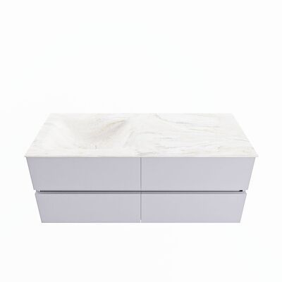 MONDIAZ VICA-DLUX 120cm badmeubel onderkast Cale 4 lades. Inbouw wastafel CLOUD links zonder kraangat, kleur Ostra.