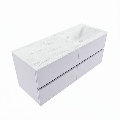 MONDIAZ VICA-DLUX 120cm badmeubel onderkast Cale 4 lades. Inbouw wastafel CLOUD rechts zonder kraangat, kleur Opalo, en spiegel model SPOT