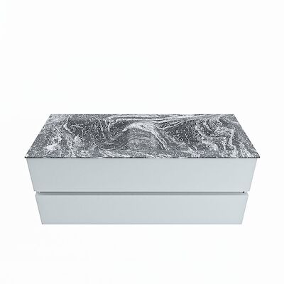 MONDIAZ VICA-DLUX 120cm badmeubel onderkast Clay 2 lades. Inbouw wastafel CLOUD dubbel zonder kraangat, kleur Lava.