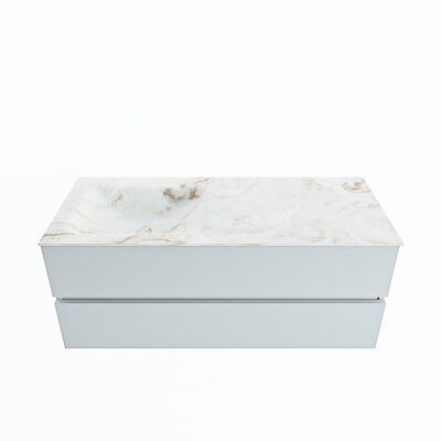 MONDIAZ VICA-DLUX 120cm badmeubel onderkast Clay 2 lades. Inbouw wastafel CLOUD links 1 kraangat, kleur Frappe.