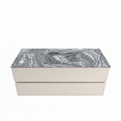 MONDIAZ VICA-DLUX 120cm badmeubel onderkast Linen 2 lades. Inbouw wastafel CLOUD midden 1 kraangat, kleur Lava.