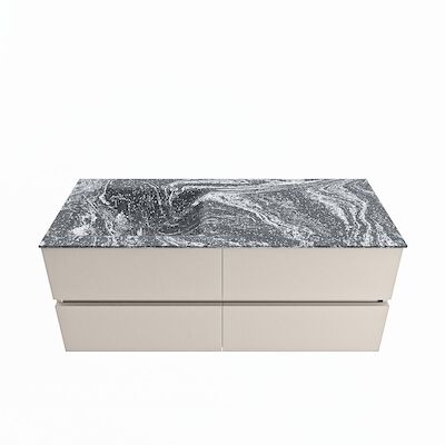 MONDIAZ VICA-DLUX 120cm badmeubel onderkast Linen 4 lades. Inbouw wastafel CLOUD links 1 kraangat, kleur Lava.