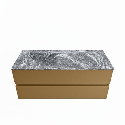 MONDIAZ VICA-DLUX 120cm badmeubel onderkast Oro 2 lades. Inbouw wastafel CLOUD links 1 kraangat, kleur Lava.