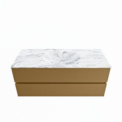 MONDIAZ VICA-DLUX 120cm badmeubel onderkast Oro 2 lades. Inbouw wastafel CLOUD midden 1 kraangat, kleur Glace.
