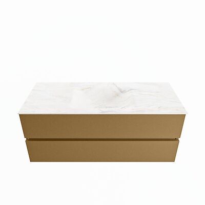 MONDIAZ VICA-DLUX 120cm badmeubel onderkast Oro 2 lades. Inbouw wastafel CLOUD midden 1 kraangat, kleur Ostra.