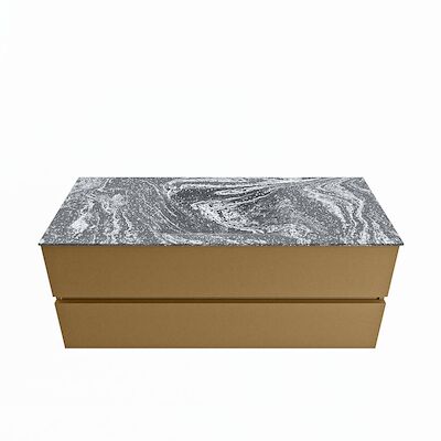 MONDIAZ VICA-DLUX 120cm badmeubel onderkast Oro 2 lades. Inbouw wastafel CLOUD midden zonder kraangat, kleur Lava.