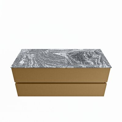 MONDIAZ VICA-DLUX 120cm badmeubel onderkast Oro 2 lades. Inbouw wastafel CLOUD rechts zonder kraangat, kleur Lava.