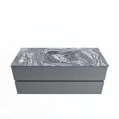 MONDIAZ VICA-DLUX 120cm badmeubel onderkast Plata 2 lades. Inbouw wastafel CLOUD midden zonder kraangat, kleur Lava.