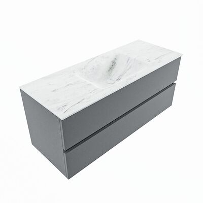 MONDIAZ VICA-DLUX 120cm badmeubel onderkast Plata 2 lades. Inbouw wastafel CLOUD midden zonder kraangat, kleur Opalo, en spiegel model SPOT