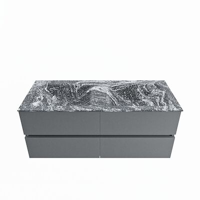 MONDIAZ VICA-DLUX 120cm badmeubel onderkast Plata 4 lades. Inbouw wastafel CLOUD dubbel 2 kraangaten, kleur Lava.