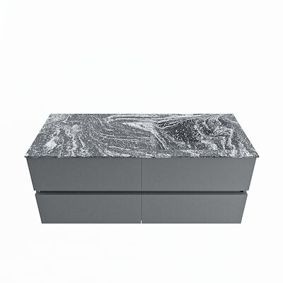MONDIAZ VICA-DLUX 120cm badmeubel onderkast Plata 4 lades. Inbouw wastafel CLOUD rechts zonder kraangat, kleur Lava.