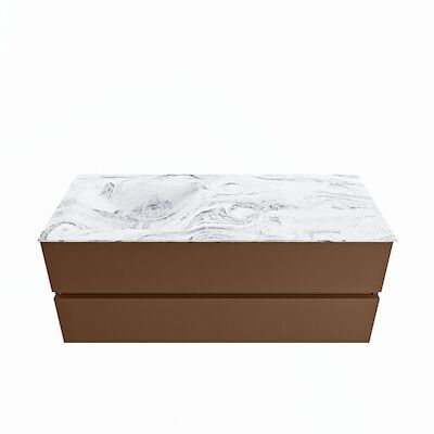 MONDIAZ VICA-DLUX 120cm badmeubel onderkast Rust 2 lades. Inbouw wastafel CLOUD links zonder kraangat, kleur Glace.