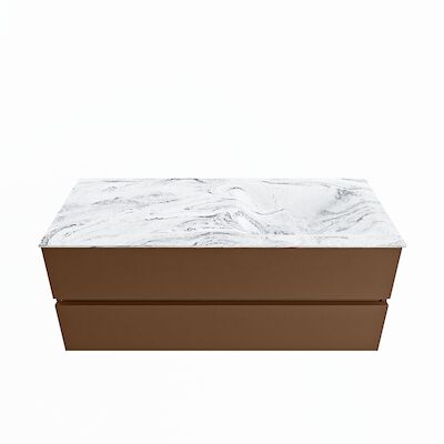 MONDIAZ VICA-DLUX 120cm badmeubel onderkast Rust 2 lades. Inbouw wastafel CLOUD rechts 1 kraangat, kleur Glace.