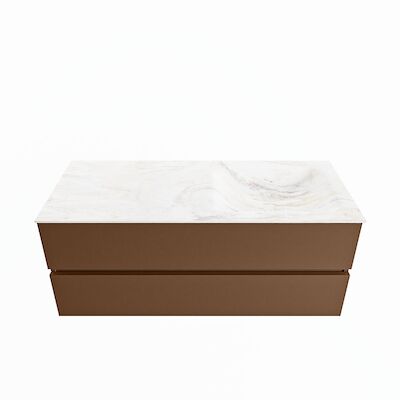 MONDIAZ VICA-DLUX 120cm badmeubel onderkast Rust 2 lades. Inbouw wastafel CLOUD rechts zonder kraangat, kleur Ostra.
