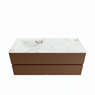 MONDIAZ VICA-DLUX 120cm badmeubel onderkast Rust 4 lades. Inbouw wastafel CLOUD links zonder kraangat, kleur Frappe.