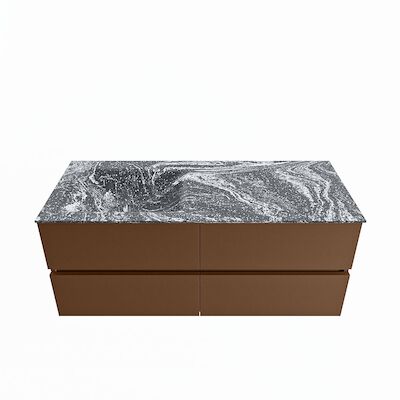 MONDIAZ VICA-DLUX 120cm badmeubel onderkast Rust 4 lades. Inbouw wastafel CLOUD links zonder kraangat, kleur Lava.