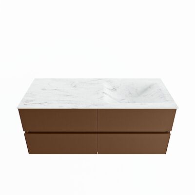 MONDIAZ VICA-DLUX 120cm badmeubel onderkast Rust 4 lades. Inbouw wastafel CLOUD rechts 1 kraangat, kleur Opalo.