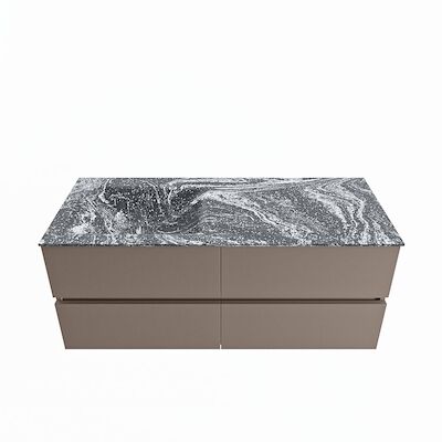 MONDIAZ VICA-DLUX 120cm badmeubel onderkast Smoke 4 lades. Inbouw wastafel CLOUD links zonder kraangat, kleur Lava.