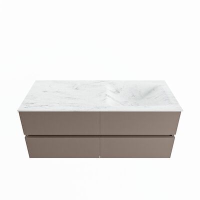 MONDIAZ VICA-DLUX 120cm badmeubel onderkast Smoke 4 lades. Inbouw wastafel CLOUD rechts 1 kraangat, kleur Opalo.