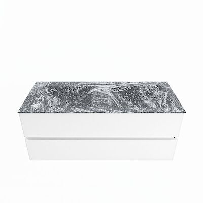 MONDIAZ VICA-DLUX 120cm badmeubel onderkast Talc 2 lades. Inbouw wastafel CLOUD dubbel zonder kraangat, kleur Lava.