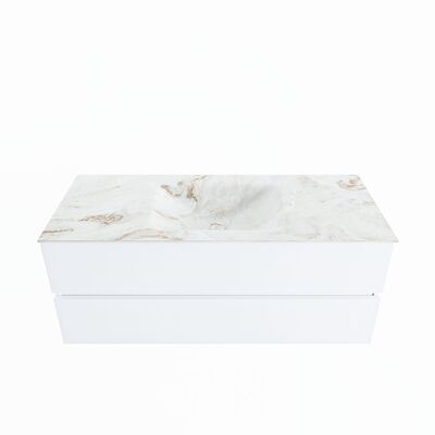 MONDIAZ VICA-DLUX 120cm badmeubel onderkast Talc 2 lades. Inbouw wastafel CLOUD midden zonder kraangat, kleur Frappe.