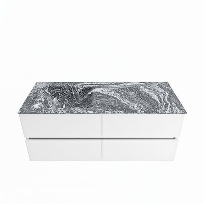 MONDIAZ VICA-DLUX 120cm badmeubel onderkast Talc 4 lades. Inbouw wastafel CLOUD links 1 kraangat, kleur Lava.