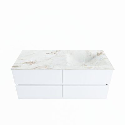 MONDIAZ VICA-DLUX 120cm badmeubel onderkast Talc 4 lades. Inbouw wastafel CLOUD rechts 1 kraangat, kleur Frappe.