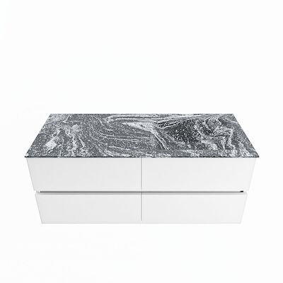 MONDIAZ VICA-DLUX 120cm badmeubel onderkast Talc 4 lades. Inbouw wastafel CLOUD rechts 1 kraangat, kleur Lava.