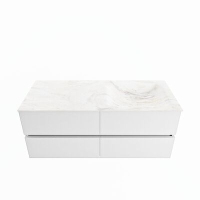MONDIAZ VICA-DLUX 120cm badmeubel onderkast Talc 4 lades. Inbouw wastafel CLOUD rechts 1 kraangat, kleur Ostra.