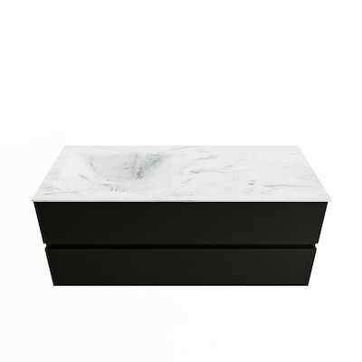 MONDIAZ VICA-DLUX 120cm badmeubel onderkast Urban 2 lades. Inbouw wastafel CLOUD links 1 kraangat, kleur Opalo.