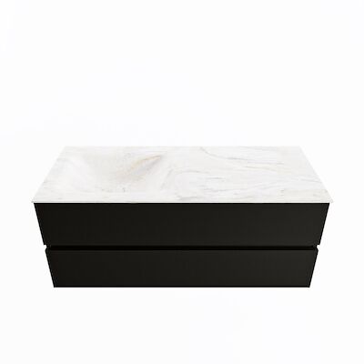 MONDIAZ VICA-DLUX 120cm badmeubel onderkast Urban 2 lades. Inbouw wastafel CLOUD links 1 kraangat, kleur Ostra.