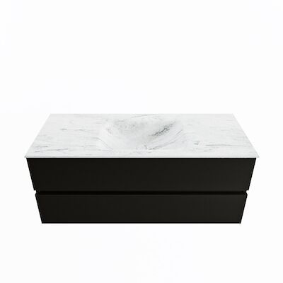 MONDIAZ VICA-DLUX 120cm badmeubel onderkast Urban 2 lades. Inbouw wastafel CLOUD midden 1 kraangat, kleur Opalo.