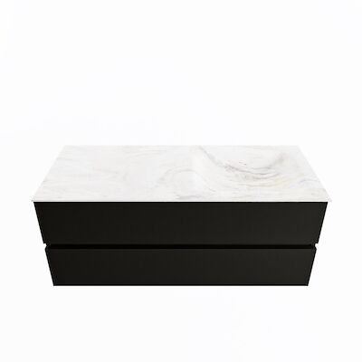 MONDIAZ VICA-DLUX 120cm badmeubel onderkast Urban 2 lades. Inbouw wastafel CLOUD rechts zonder kraangat, kleur Ostra.