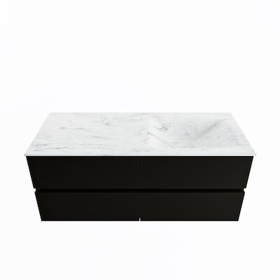 MONDIAZ VICA-DLUX 120cm badmeubel onderkast Urban 4 lades. Inbouw wastafel CLOUD rechts zonder kraangat, kleur Opalo.