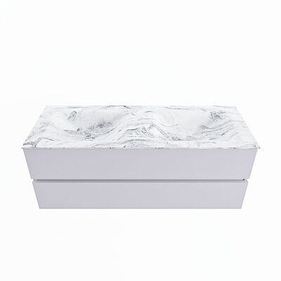 MONDIAZ VICA-DLUX 130cm badmeubel onderkast Cale 2 lades. Inbouw wastafel CLOUD dubbel 2 kraangaten, kleur Glace.
