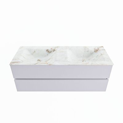 MONDIAZ VICA-DLUX 130cm badmeubel onderkast Cale 2 lades. Inbouw wastafel CLOUD dubbel zonder kraangat, kleur Frappe.