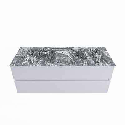 MONDIAZ VICA-DLUX 130cm badmeubel onderkast Cale 2 lades. Inbouw wastafel CLOUD dubbel zonder kraangat, kleur Lava.