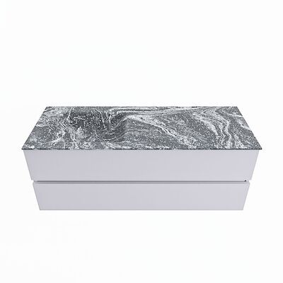 MONDIAZ VICA-DLUX 130cm badmeubel onderkast Cale 2 lades. Inbouw wastafel CLOUD links zonder kraangat, kleur Lava.