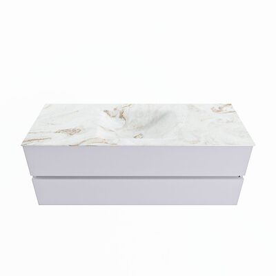 MONDIAZ VICA-DLUX 130cm badmeubel onderkast Cale 2 lades. Inbouw wastafel CLOUD midden 1 kraangat, kleur Frappe.