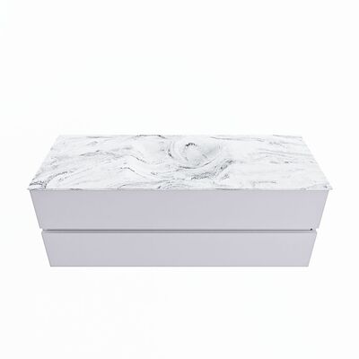 MONDIAZ VICA-DLUX 130cm badmeubel onderkast Cale 2 lades. Inbouw wastafel CLOUD midden 1 kraangat, kleur Glace.