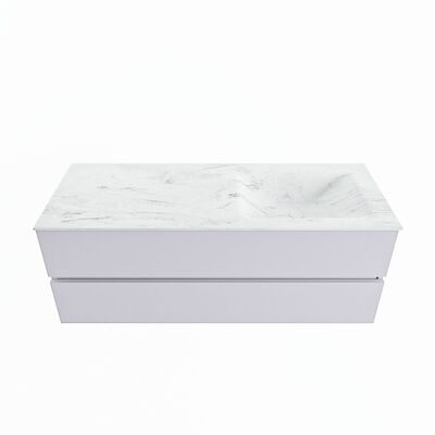 MONDIAZ VICA-DLUX 130cm badmeubel onderkast Cale 2 lades. Inbouw wastafel CLOUD rechts zonder kraangat, kleur Opalo.