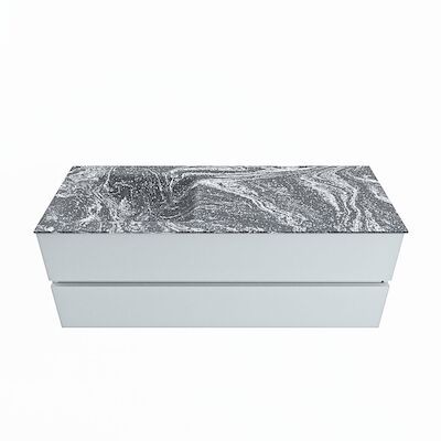 MONDIAZ VICA-DLUX 130cm badmeubel onderkast Clay 2 lades. Inbouw wastafel CLOUD links zonder kraangat, kleur Lava.